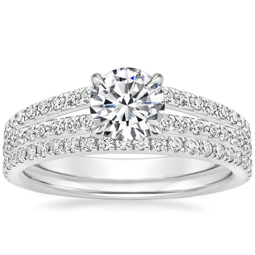Platinum Mirra Diamond Ring (1/4 ct. tw.) with Luxe Ballad Diamond Ring (1/4 ct. tw.)