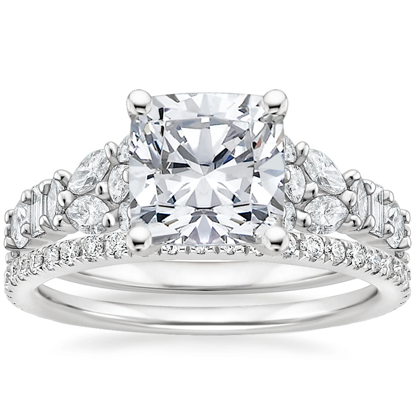 Platinum Mireille Diamond Ring (1 ct. tw.) with Luxe Ballad Diamond Ring (1/4 ct. tw.)
