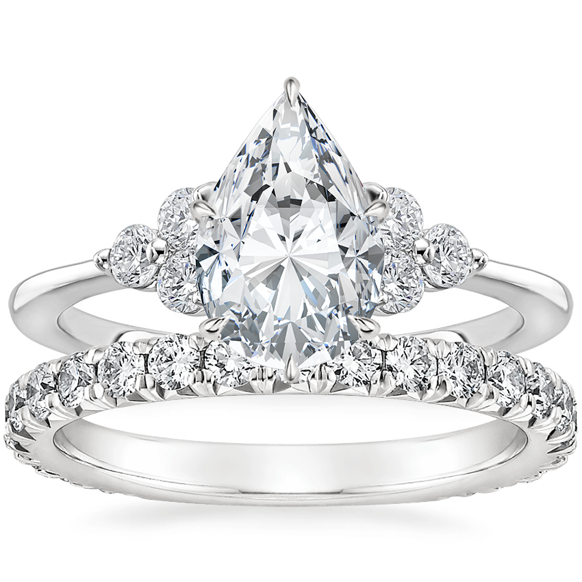 Platinum Luxe Melody Diamond Ring (1/5 ct. tw.) with Luxe Sienna Diamond Ring (5/8 ct. tw.)