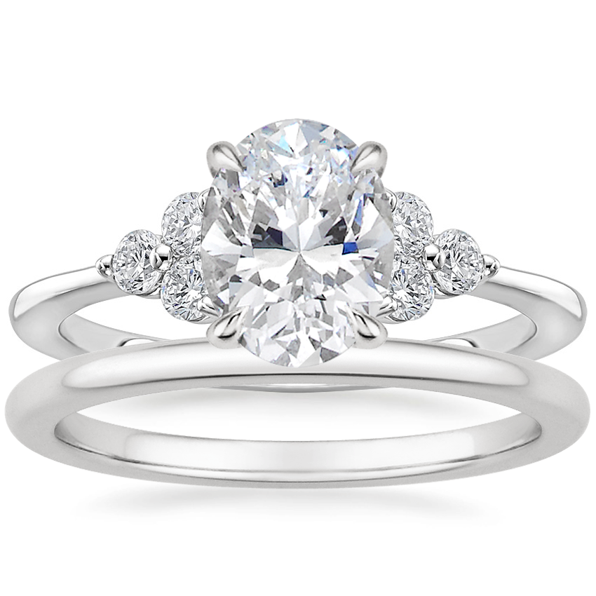Platinum Luxe Melody Diamond Ring (1/5 ct. tw.) with Petite Comfort Fit Wedding Ring