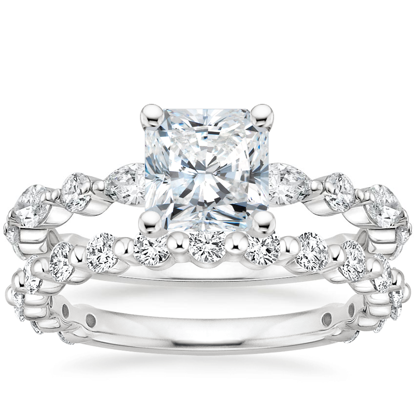 Platinum Luxe Versailles Diamond Ring (1/2 ct. tw.) with Luxe Marseille Diamond Ring (1/2 ct. tw.)