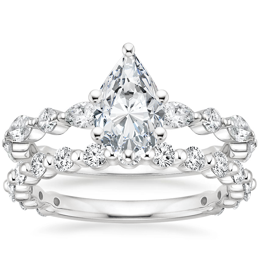 Platinum Luxe Versailles Diamond Ring (1/2 ct. tw.) with Luxe Marseille Diamond Ring (1/2 ct. tw.)