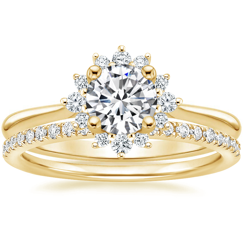 18K Yellow Gold Cressida Diamond Ring with Ballad Diamond Ring (1/6 ct. tw.)