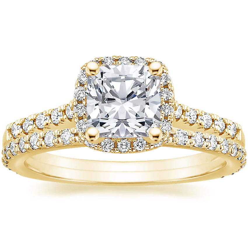 18K Yellow Gold Odessa Diamond Ring (1/4 ct. tw.) with Luxe Sonora Diamond Ring (1/4 ct. tw.)