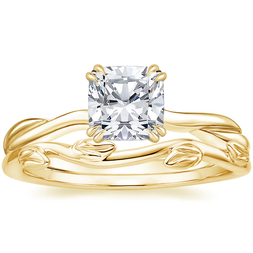 18K Yellow Gold Alouette Ring with Winding Willow Ring