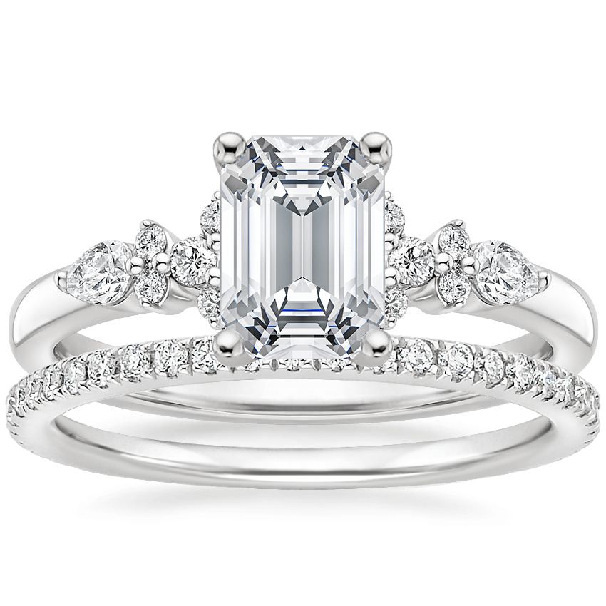 18K White Gold Rosette Diamond Ring with Luxe Ballad Diamond Ring (1/4 ct. tw.)