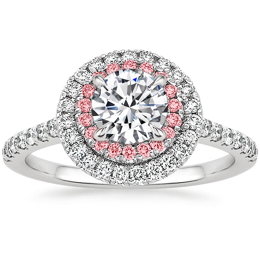 18K White Gold Soleil Diamond Ring with Pink Lab Diamond Accents (1/2 ct. tw.), large top view