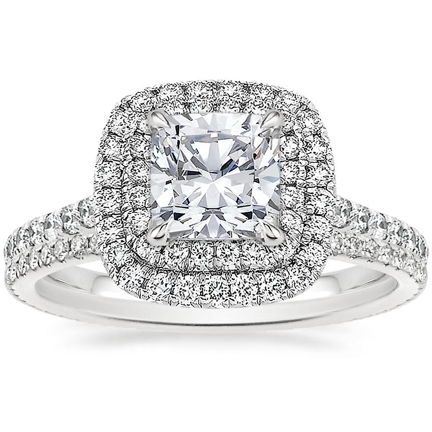 18K White Gold Soleil Diamond Ring with Whisper Eternity Diamond Ring (1/4 ct. tw.)