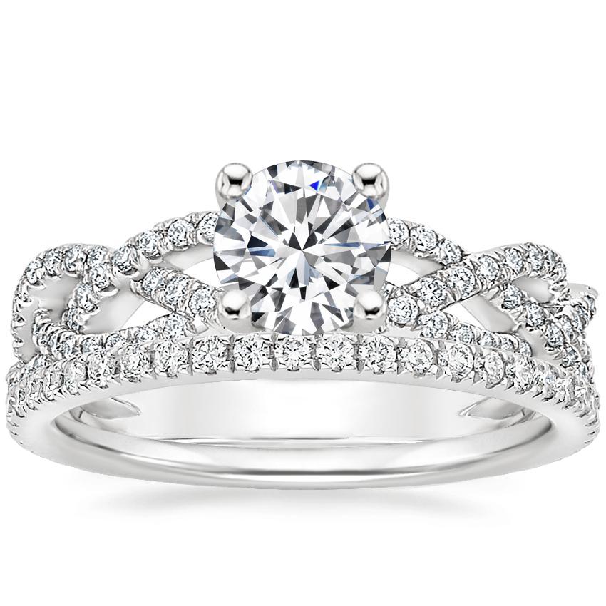 18K White Gold Solana Diamond Ring (1/3 ct. tw.) with Luxe Ballad Diamond Ring (1/4 ct. tw.)