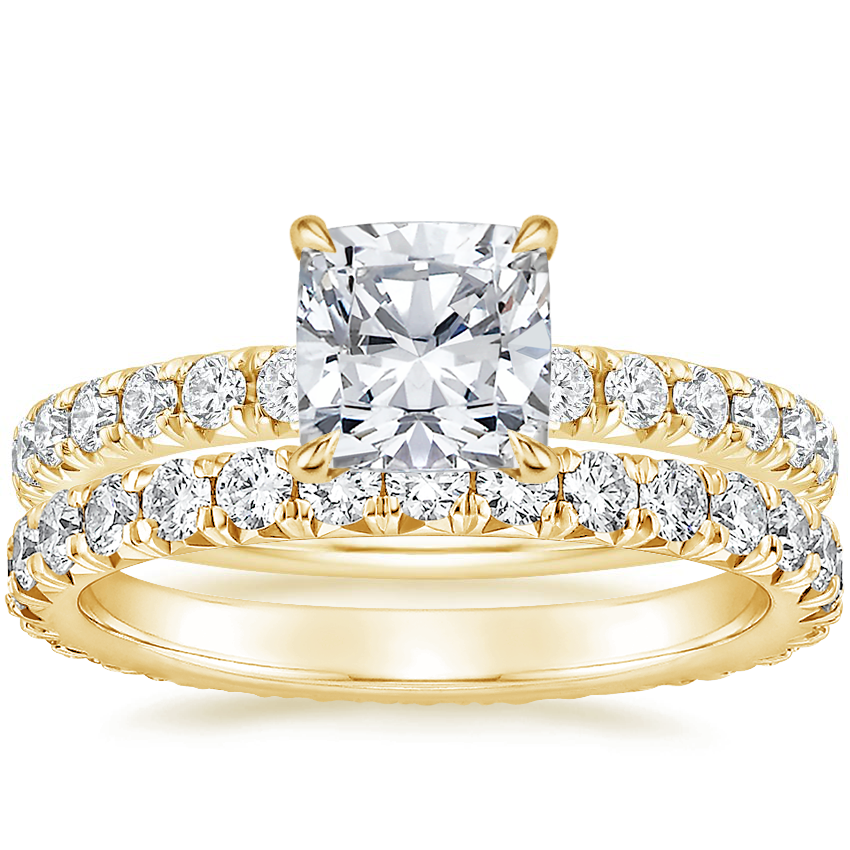 14K Yellow Gold Petite Olympia Diamond Ring with Sienna Eternity Diamond Ring (7/8 ct. tw.)