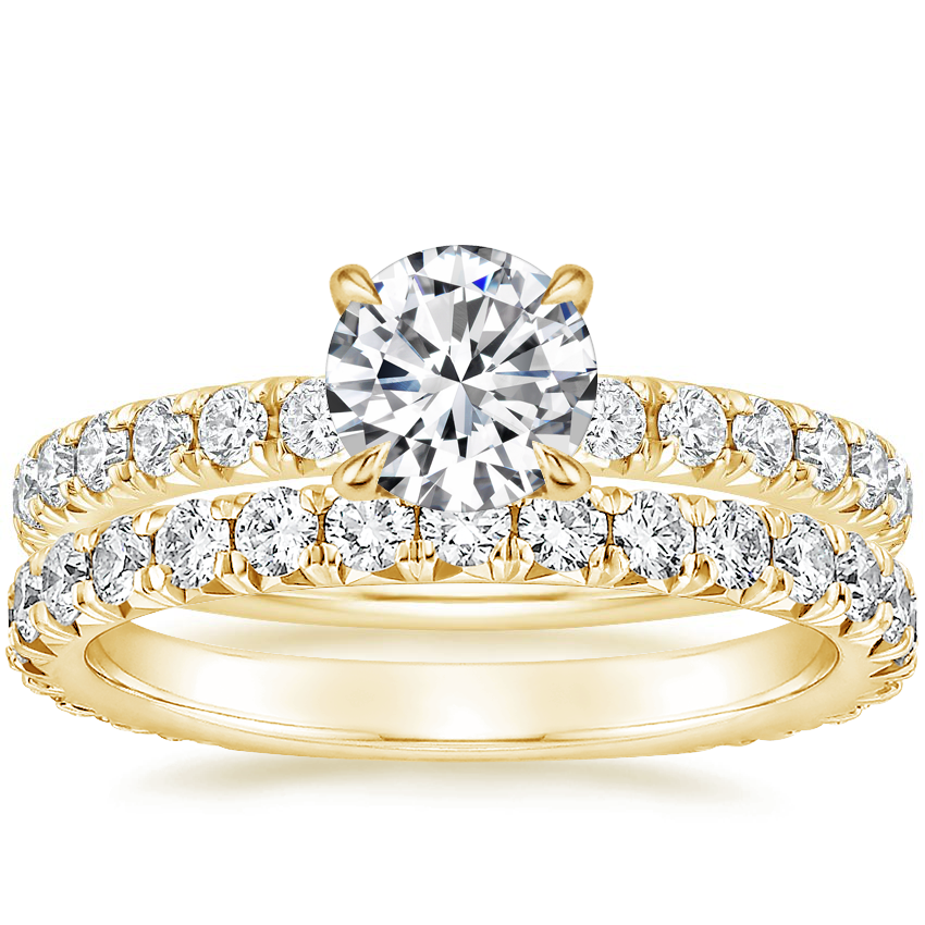 18K Yellow Gold Petite Olympia Diamond Ring with Premier Luxe Sienna Diamond Ring (5/8 ct. tw.)