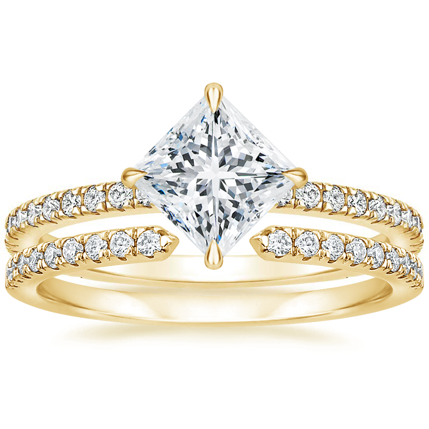 18K Yellow Gold Polaris Diamond Ring with Sia Diamond Ring (1/8 ct. tw.)
