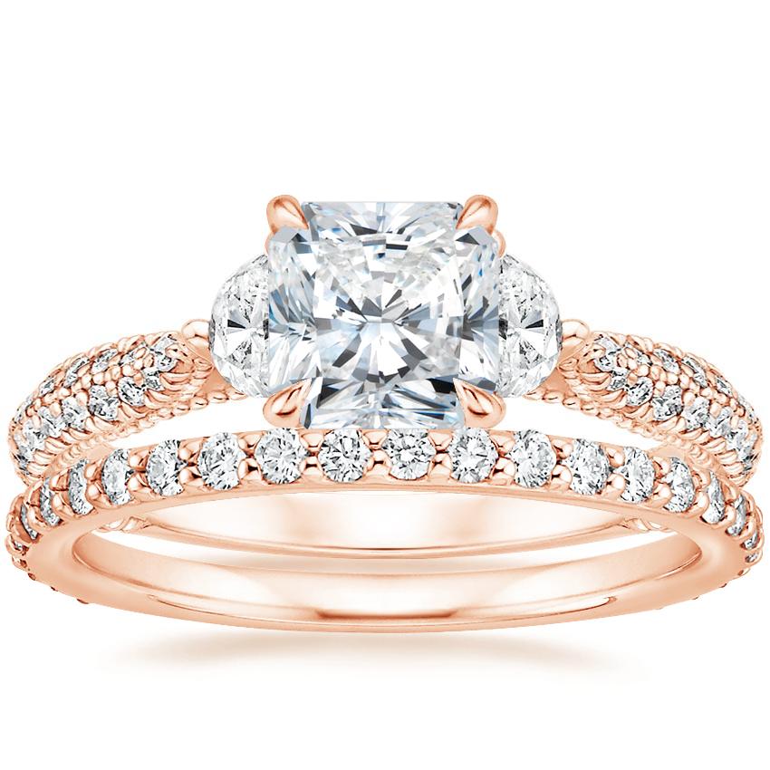 14K Rose Gold Rosemont Diamond Ring with Luxe Petite Shared Prong Diamond Ring (3/8 ct. tw.)