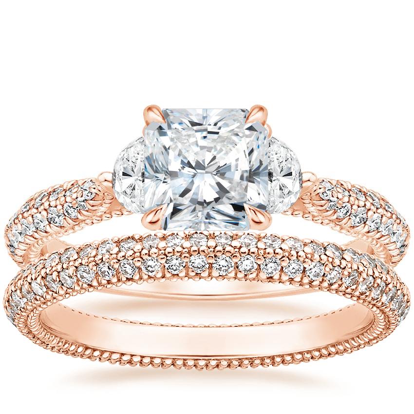14K Rose Gold Rosemont Diamond Ring with Sadie Eternity Diamond Ring (1/2 ct. tw.)