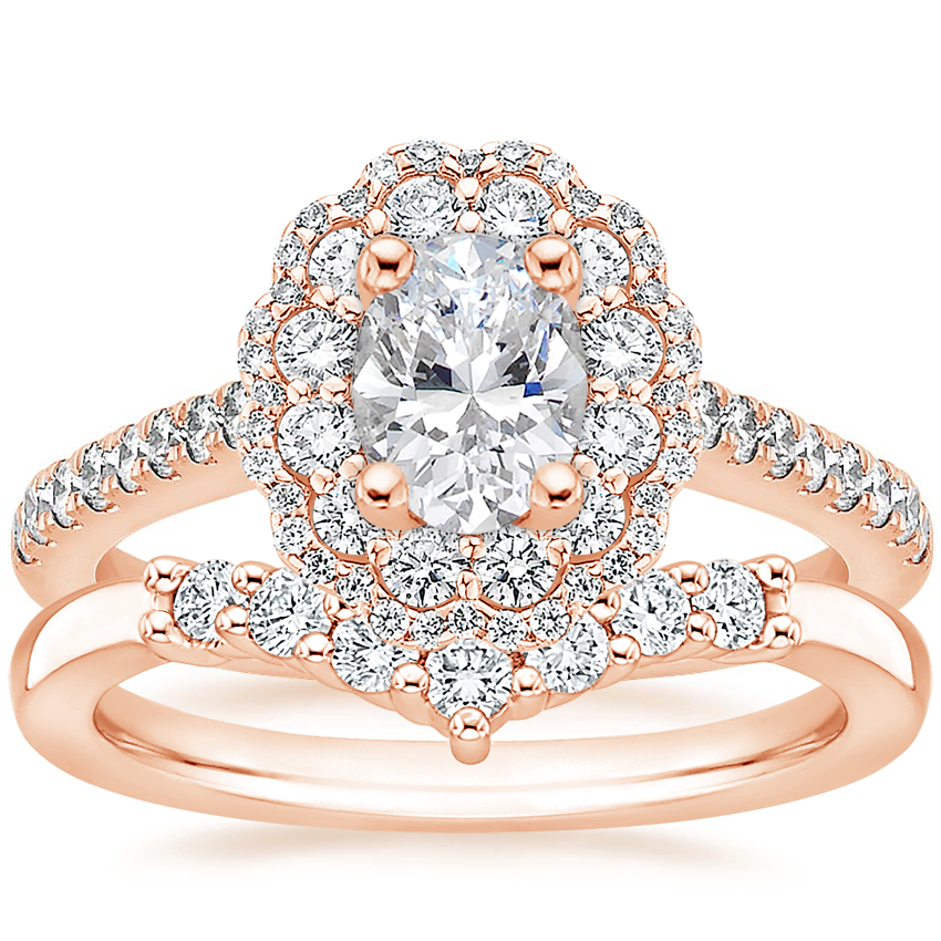 14K Rose Gold Rosa Diamond Ring with Verona Diamond Ring