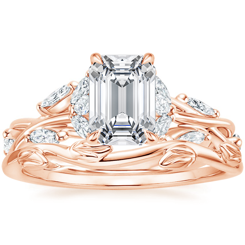 14K Rose Gold Secret Garden Diamond Ring (1/2 ct. tw.) with Winding Willow Ring