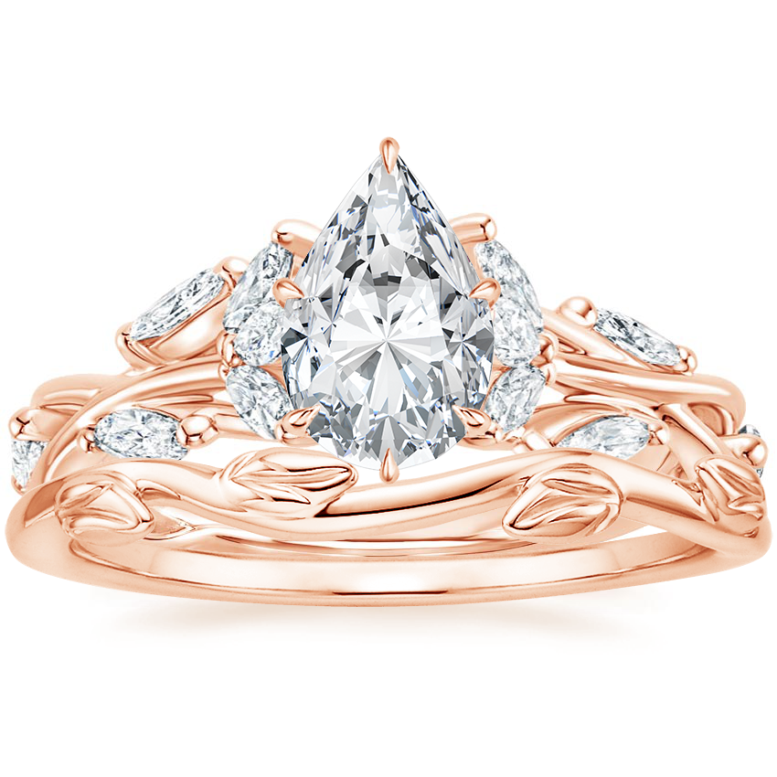 14K Rose Gold Secret Garden Diamond Ring (1/2 ct. tw.) with Winding Willow Ring