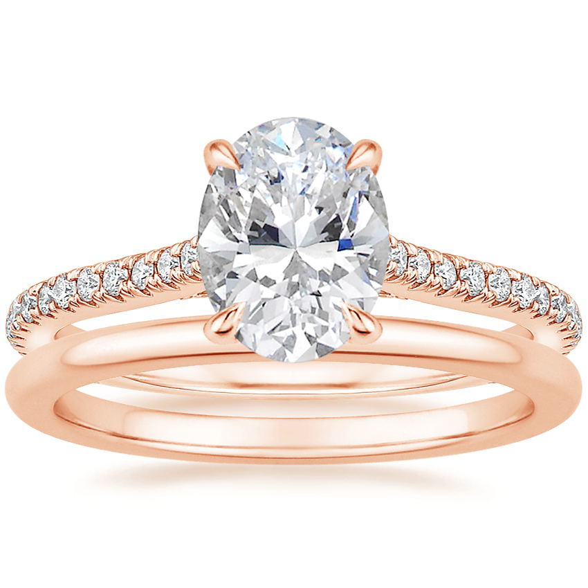 14K Rose Gold Amelia Diamond Ring (1/3 ct. tw.) with Petite Comfort Fit Wedding Ring