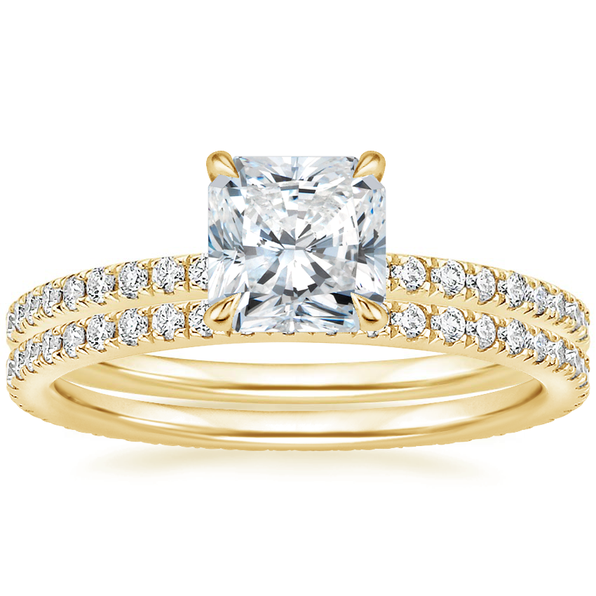 18K Yellow Gold Perfect Fit Diamond Ring with Ballad Eternity Diamond Ring