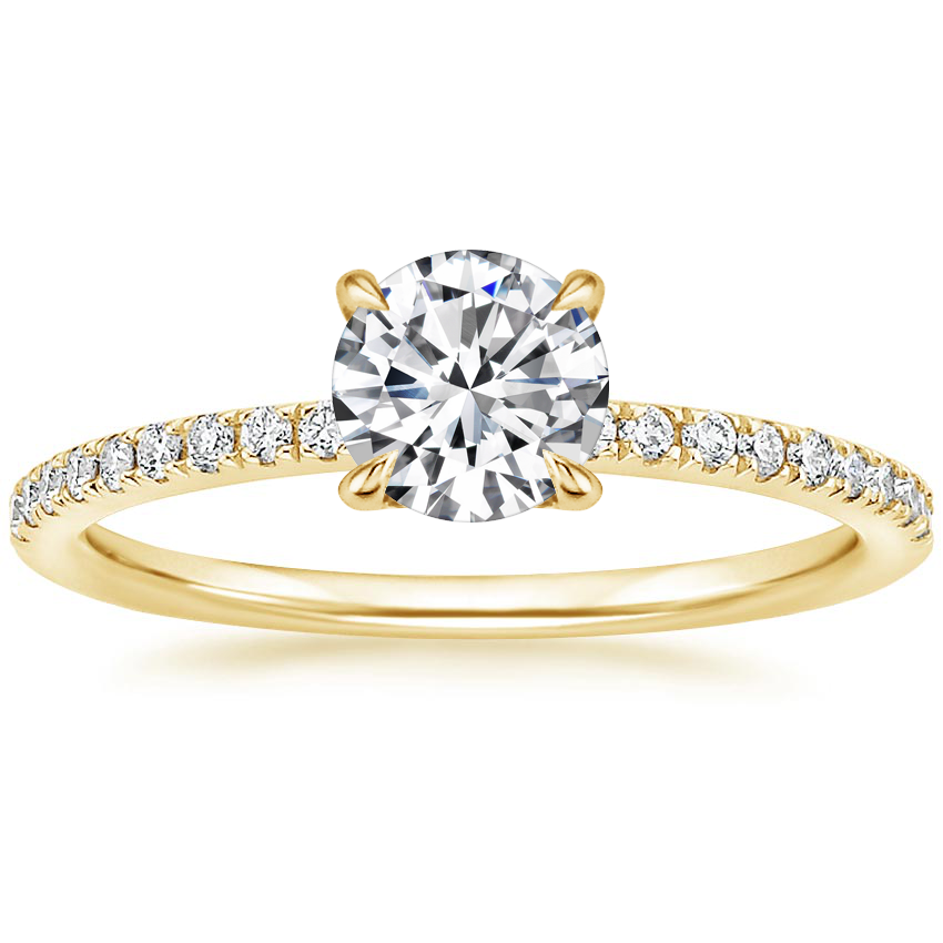 14K Yellow Gold Perfect Fit Half Coverage Hidden Halo Diamond Ring (1/5 ct. tw.), large top view
