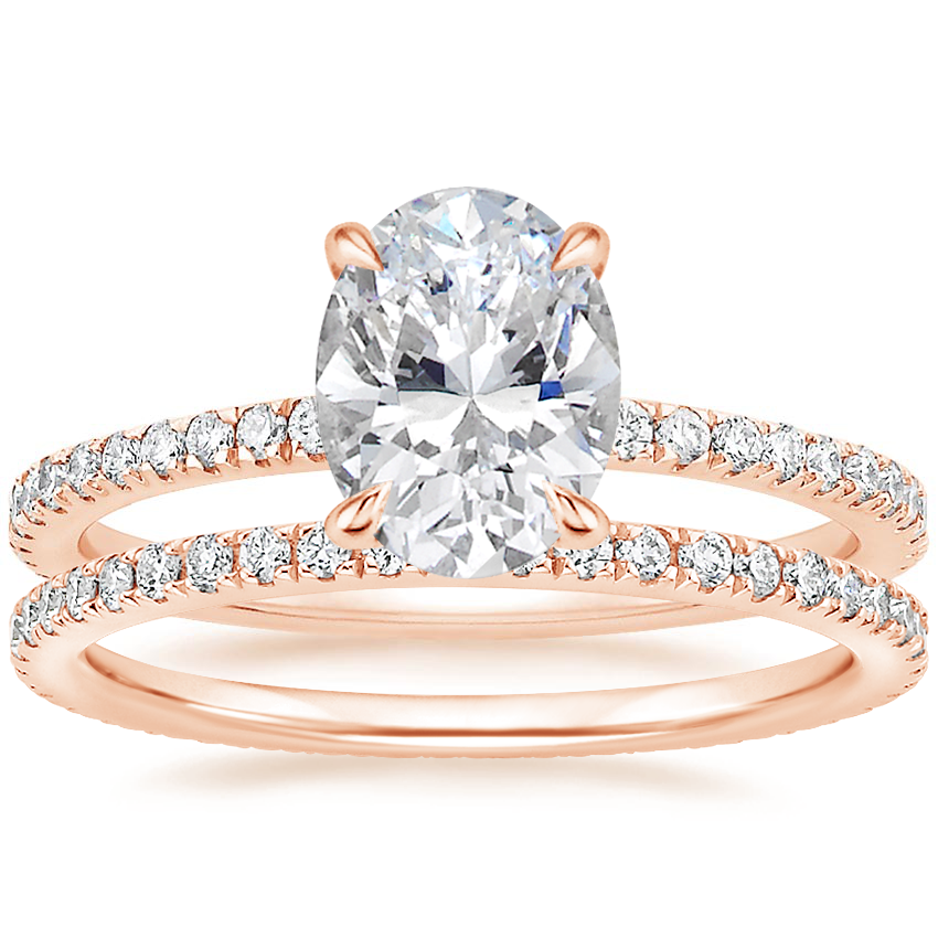 14K Rose Gold Luxe Viviana Diamond Ring (1/3 ct. tw.) with Ballad Eternity Diamond Ring (1/3 ct. tw.)