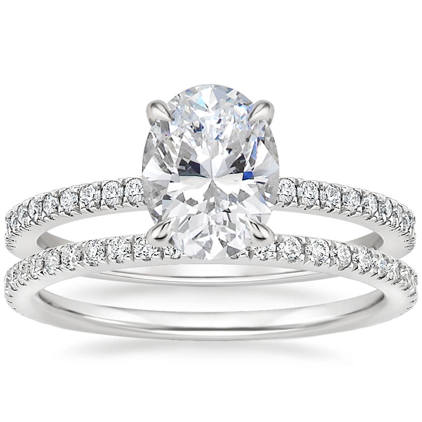 18K White Gold Viviana Diamond Ring (1/4 ct. tw.) with Luxe Ballad Diamond Ring (1/4 ct. tw.)
