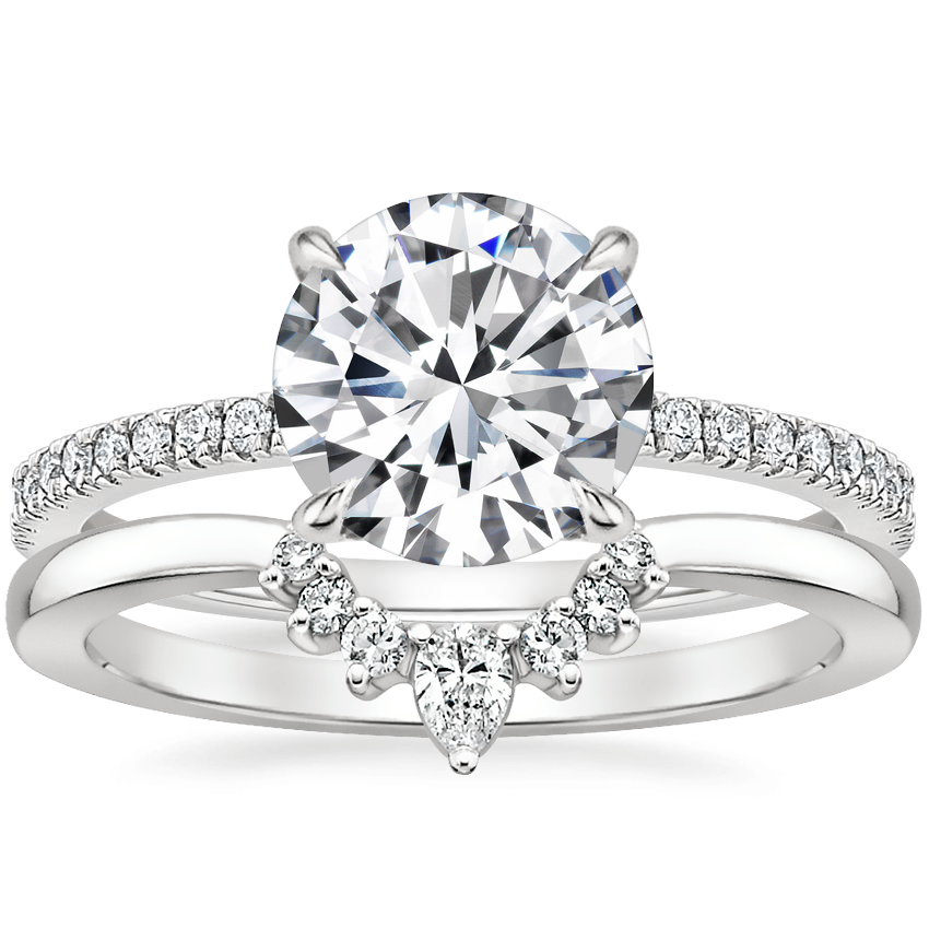 Platinum Viviana Diamond Ring (1/4 ct. tw.) with Lunette Diamond Ring