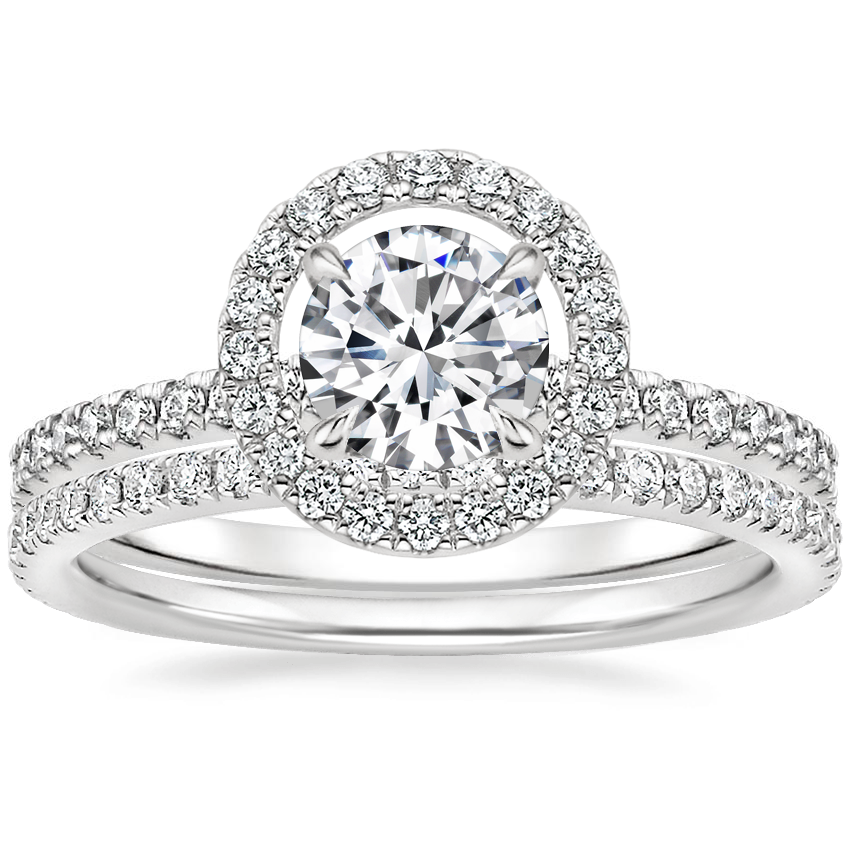 18K White Gold Aura Diamond Ring with Luxe Ballad Diamond Ring (1/4 ct ...