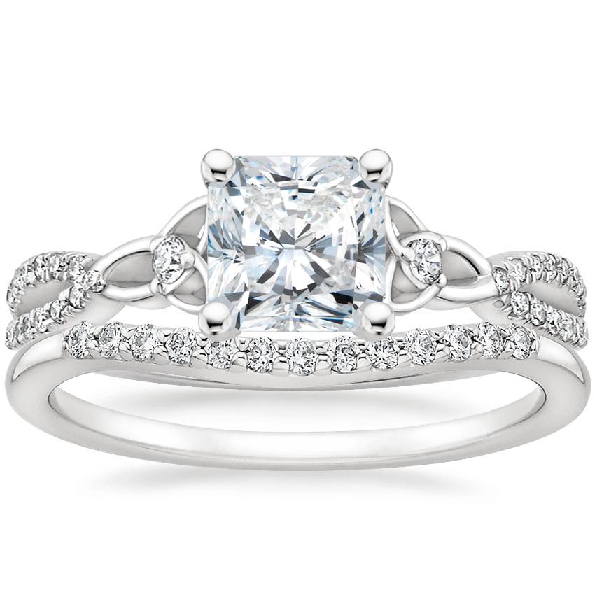 Platinum Luxe Entwined Celtic Love Knot Diamond Ring with Petite Curved Diamond Ring (1/10 ct. tw.)