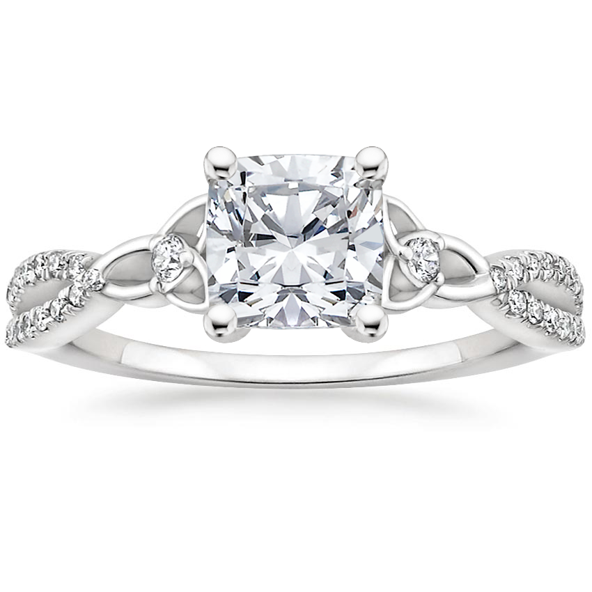 18K White Gold Luxe Celtic Love Knot Diamond Ring, large top view