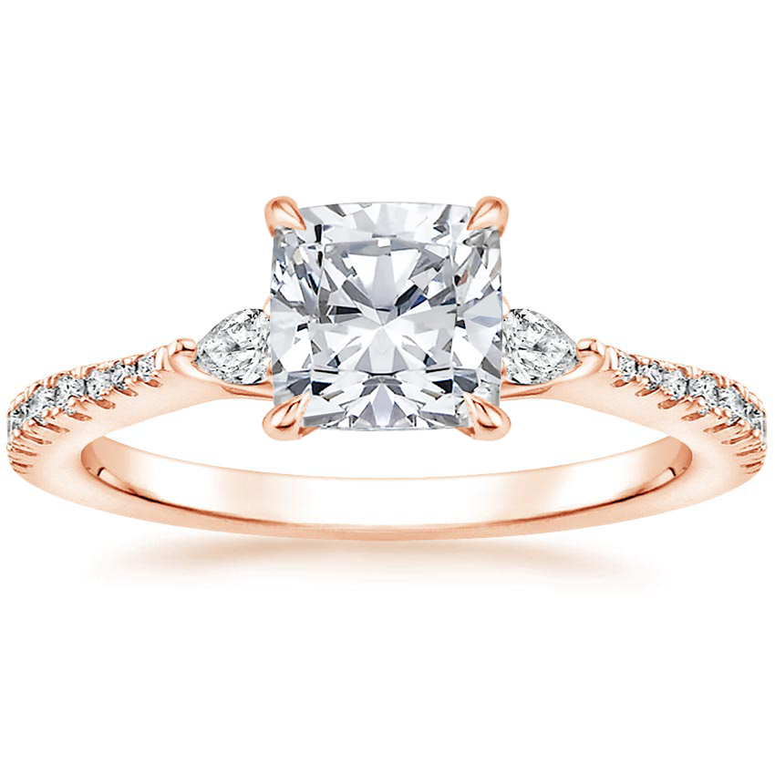 14K Rose Gold Tapered Luxe Aria Three Stone Diamond Ring (1/5 ct. tw.), large top view