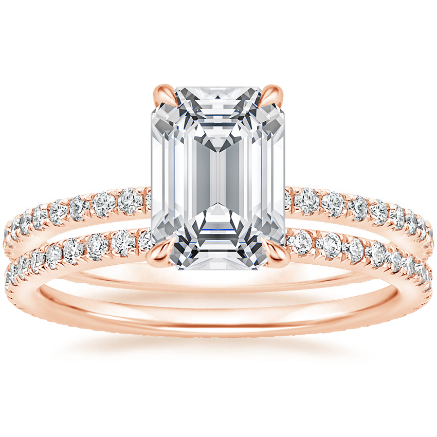 14K Rose Gold Demi Diamond Ring (1/3 ct. tw.) with Ballad Eternity Diamond Ring (1/3 ct. tw.)