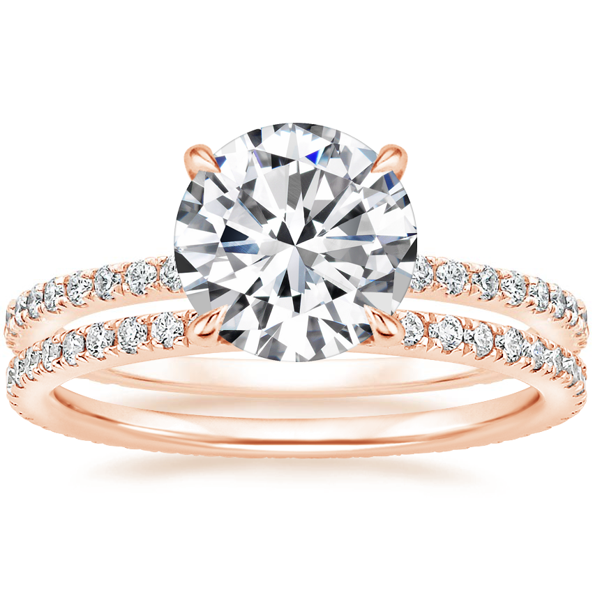 14K Rose Gold Demi Diamond Ring (1/3 ct. tw.) with Ballad Eternity Diamond Ring (1/3 ct. tw.)