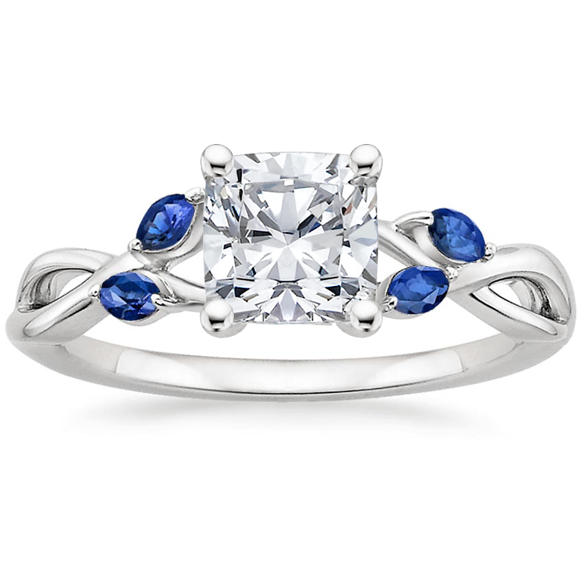 Platinum Willow Ring With Sapphire Accents, large top view