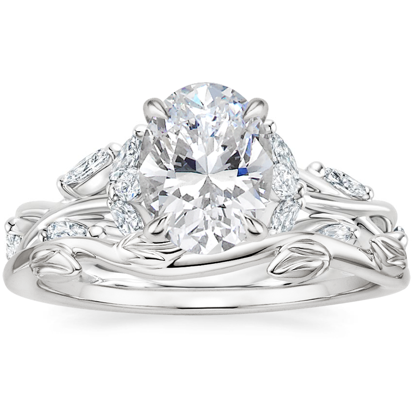 Secret Garden Diamond Ring (1/2 ct. tw.) with Winding Willow Ring in 18K White Gold