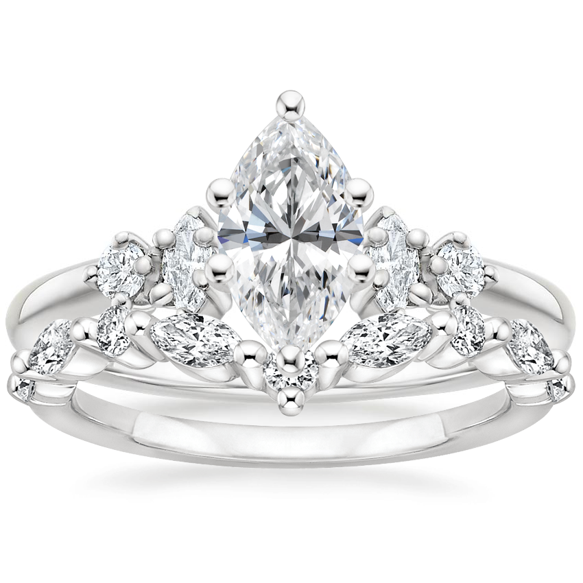18K White Gold Miroir Diamond Ring with Curved Versailles Diamond Ring