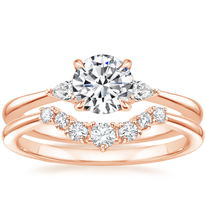 14K Rose Gold Aria Contoured Diamond Bridal Set