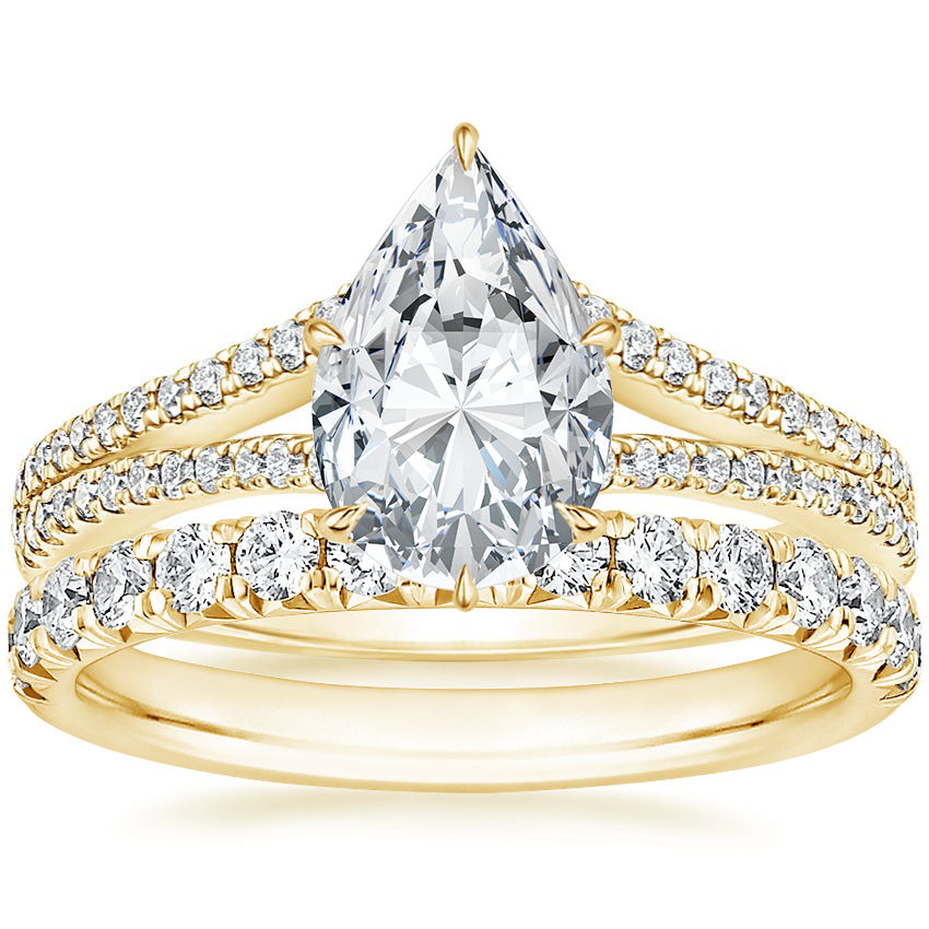 18K Yellow Gold Icon Diamond Ring (1/3 ct. tw.) with Sienna Diamond Ring (1/2 ct. tw.)