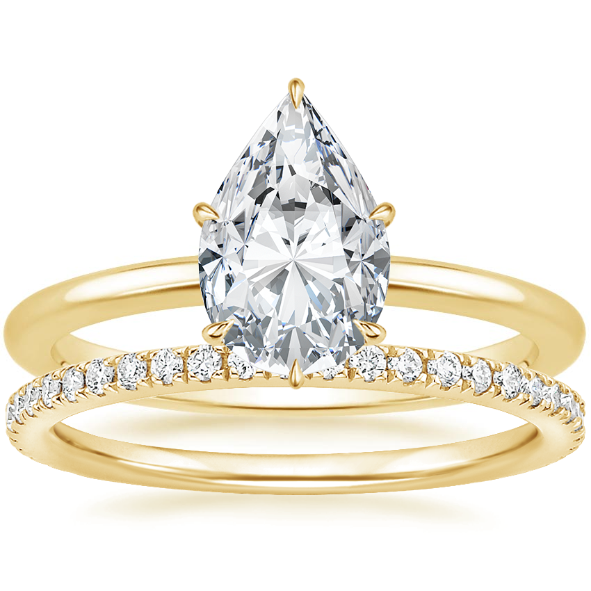 18K Yellow Gold Audrey Perfect Fit Solitaire Ring with Luxe Ballad Diamond Ring (1/4 ct. tw.)