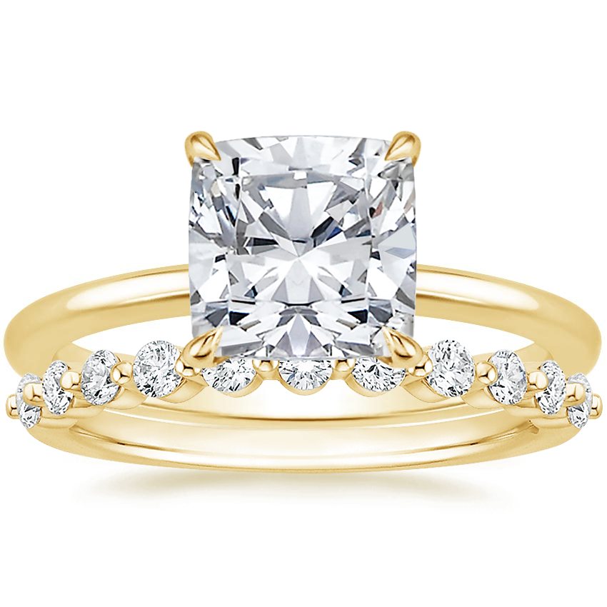 18K Yellow Gold Audrey Perfect Fit Solitaire Ring with Marseille Diamond Ring (1/3 ct. tw.)