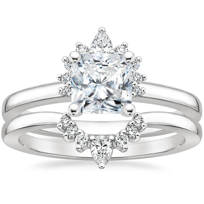 Platinum Crescent Diamond Ring with Lunette Diamond Ring