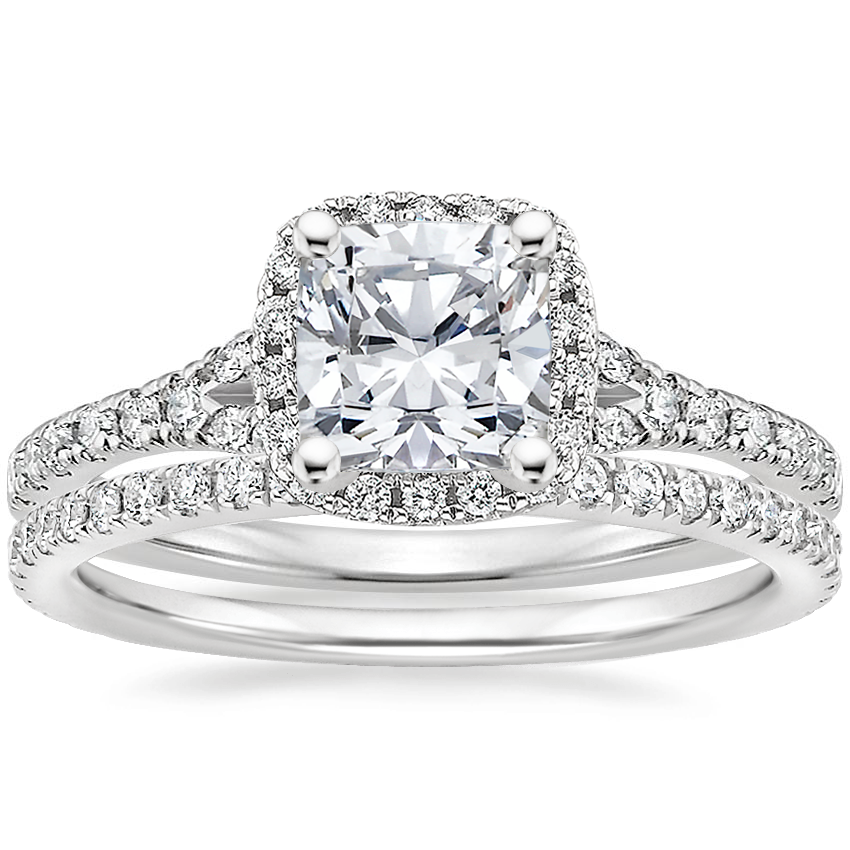 Platinum Joy Diamond Ring (1/3 ct. tw.) with Luxe Ballad Diamond Ring (1/4 ct. tw.)