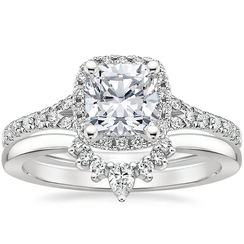 18K White Gold Joy Diamond Ring (1/3 ct. tw.) with Lunette Diamond Ring