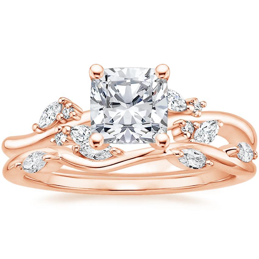 14K Rose Gold Arden Diamond Ring with Winding Willow Diamond Ring (1/8 ct. tw.)