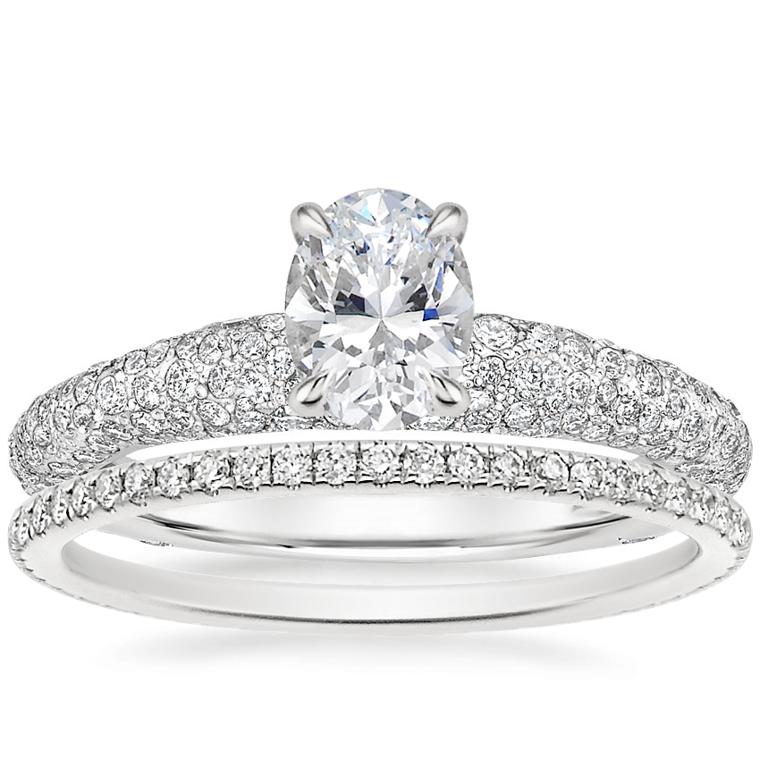 18K White Gold Aomori Diamond Ring (1 ct. tw.) with Whisper Eternity Diamond Ring (1/4 ct. tw.)