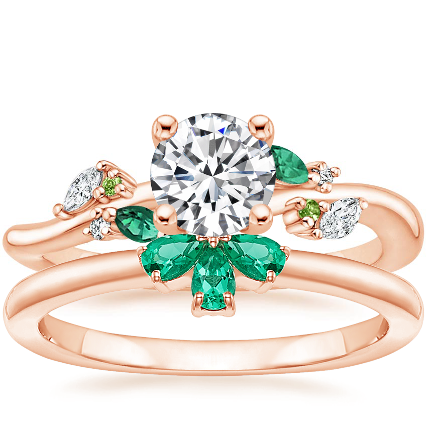Platinum Arden Diamond Ring with Lab Emerald Accents with Waltz Lab