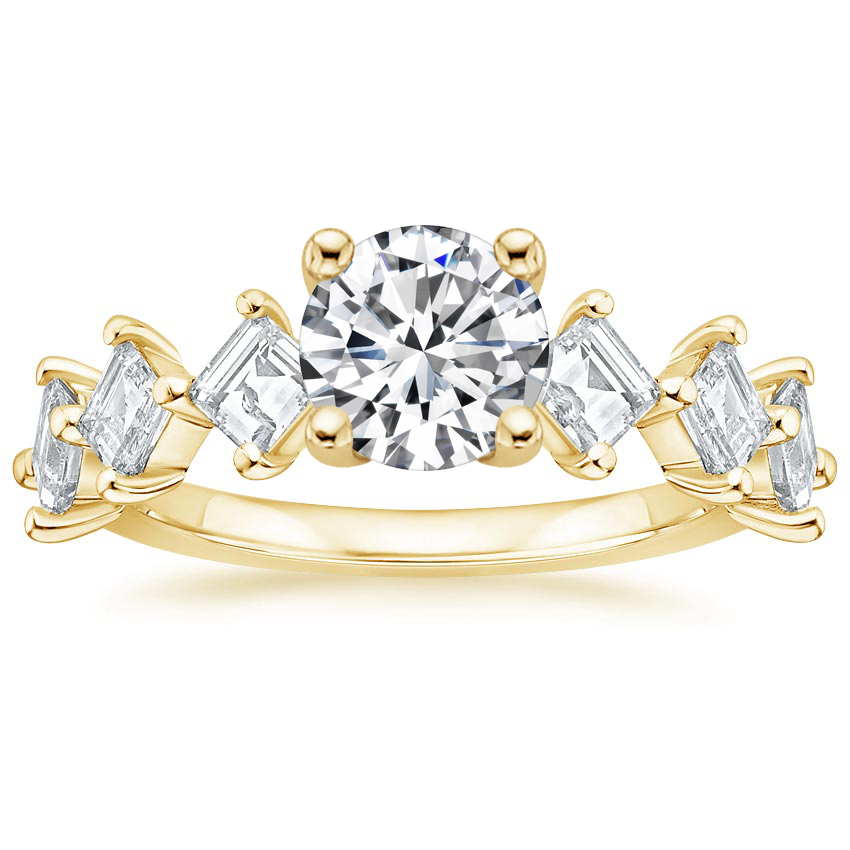 18K Yellow Gold Plaza Diamond Ring, large top view
