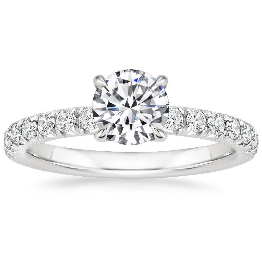 Platinum Petite Olympia Diamond Ring, large top view