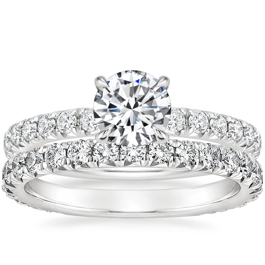 18K White Gold Petite Olympia Diamond Ring with Premier Luxe Sienna Diamond Ring (5/8 ct. tw.)