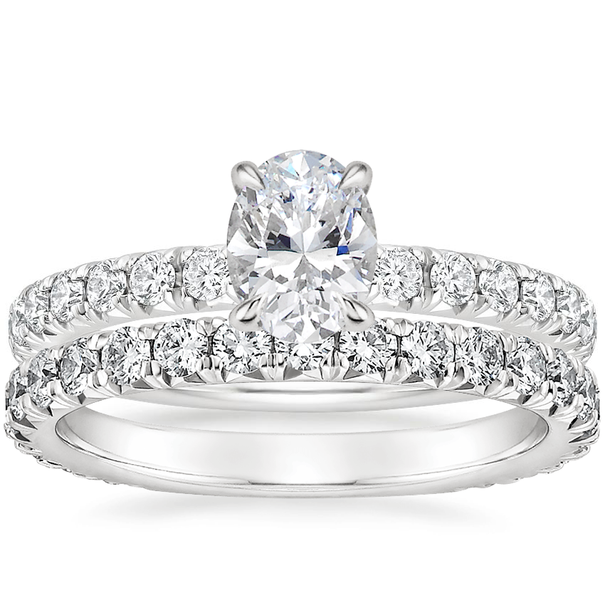 18K White Gold Petite Olympia Diamond Ring with Premier Luxe Sienna Diamond Ring (5/8 ct. tw.)